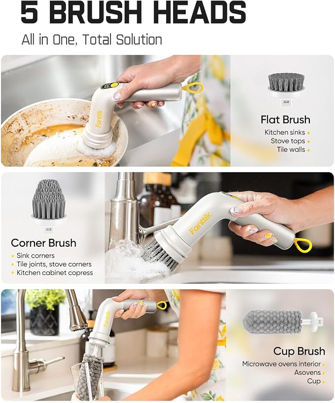 Fanttik G9 Handy Cordless Electric Spin Scrubber, MagnaStorm Motor, Dual-Speed - Image 3