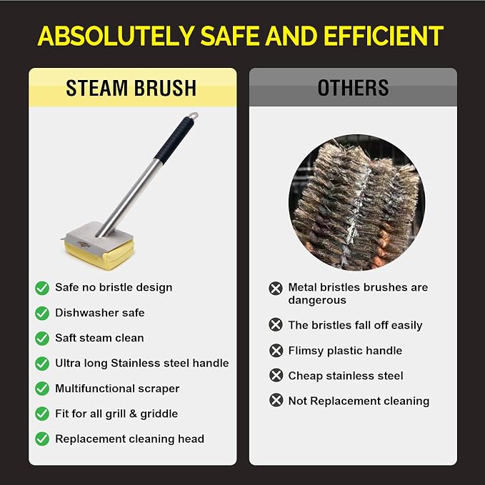 Grill Brush Bristle Free, BBQ Replaceable Scraper Cleaning Head, Safe Grill - Image 9