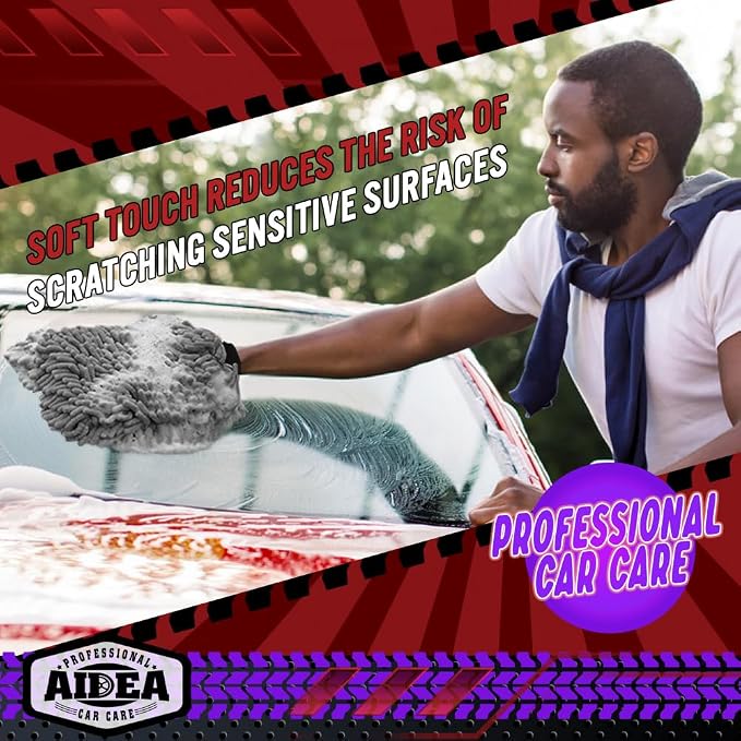 AIDEA Car Wash Mitt Microfiber, 1PK Scratch Free Lint-Free, Premium Chenille - Image 4