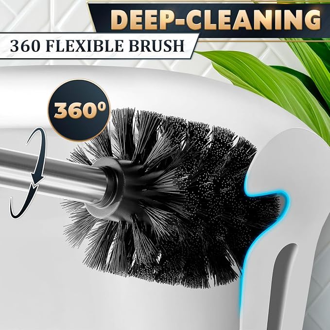 2 Pcs Stylish Stainless Steel Toilet Brush and Holder Set - Image 7