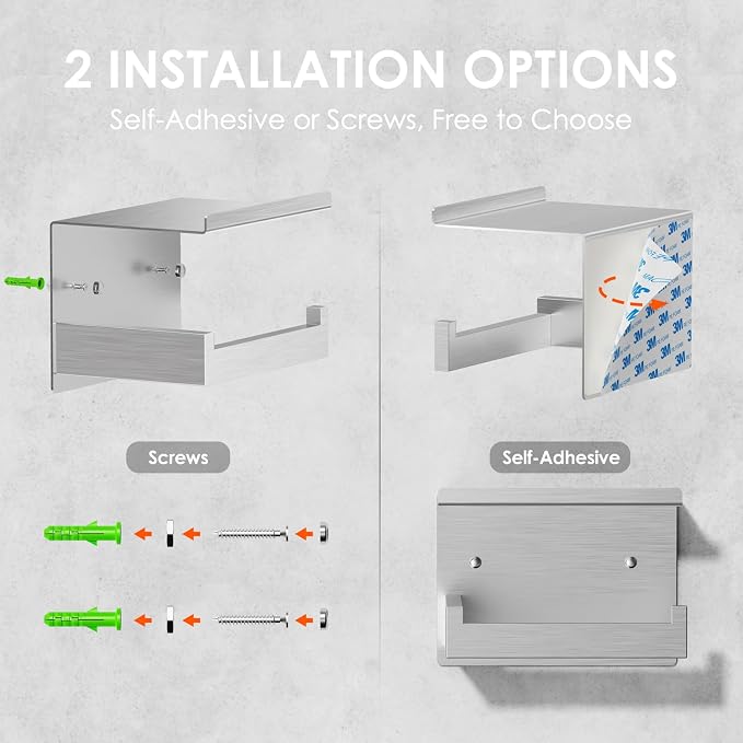 Auxmir No Drilling Self Adhesive Toilet Paper Holder, Premium Rustproof SUS304 - Image 5
