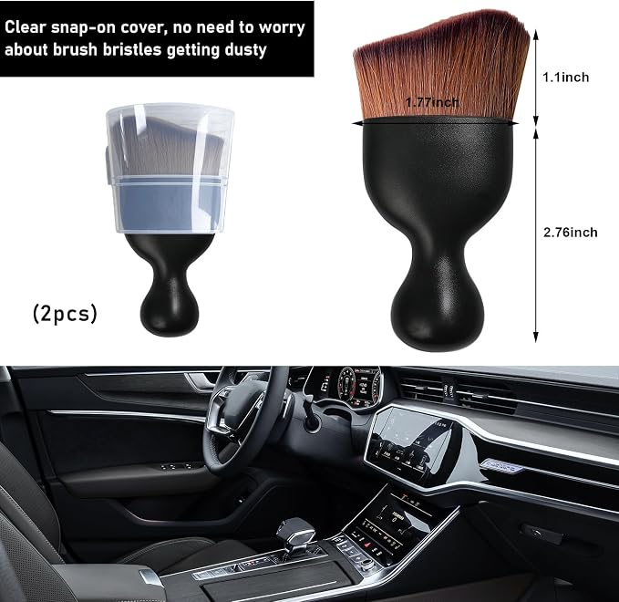Ziciner 2 PCS Car Detailing Brush, Curved Soft Bristles Auto Removal Dust - Image 2