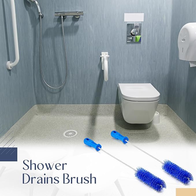 Baderke 2 Pieces Drain Brush Pipe Cleaning Blue Tube Brushes 19.7 Inch Plastic - Image 6