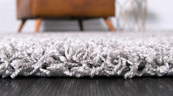 Unique Loom Solid Shag Collection Area Rug (2' 6" x 16' 5" Runner, Cloud Gray)
