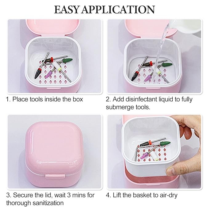 1Pc Plastic Nail Tool Sterilizer Box Nail Drill Bits Cleaning Box Polishing - Image 6