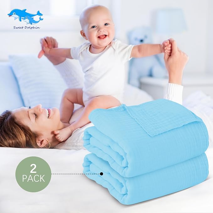 SWEET DOLPHIN Muslin Baby Bath Towels Blanket - Image 3