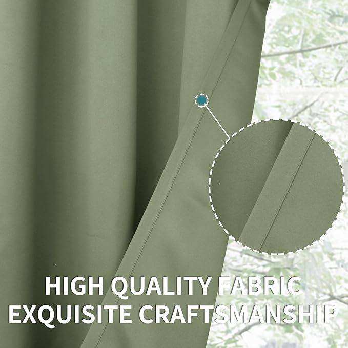 BGment Olive Green Blackout Curtains 45 Inch Length - Image 6