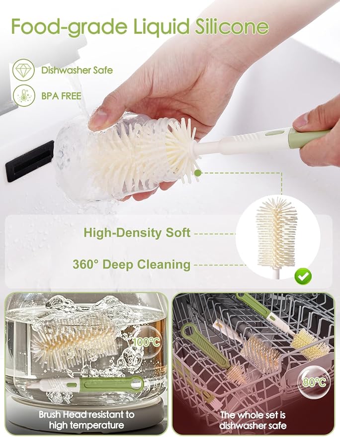 Baby Bottle Brush Set-Travel Bottle Cleaner Kit - Image 5