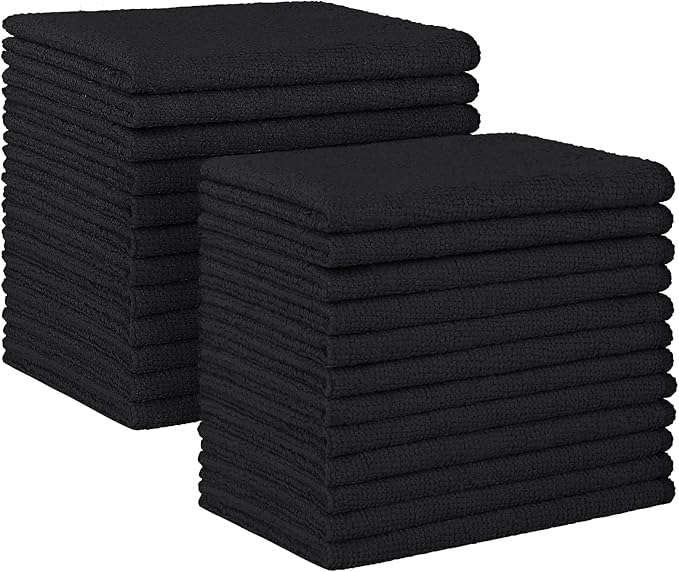 HOMEXCEL Black Microfiber Cleaning Cloth, 24 Pack Absorbent Cleaning Rags by HOMEXCEL