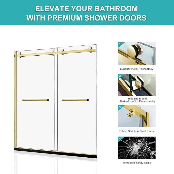 Milano Double Sliding Shower Door, 60 in.W x 74 in.H Framed Shower Door 5/16" - Image 6