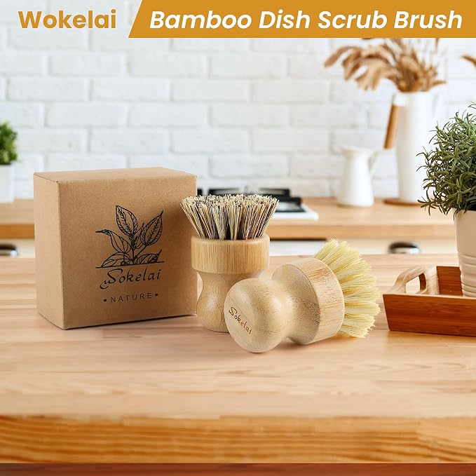 Bamboo Dish Scrub Brushes Set for Kitchen - Image 6