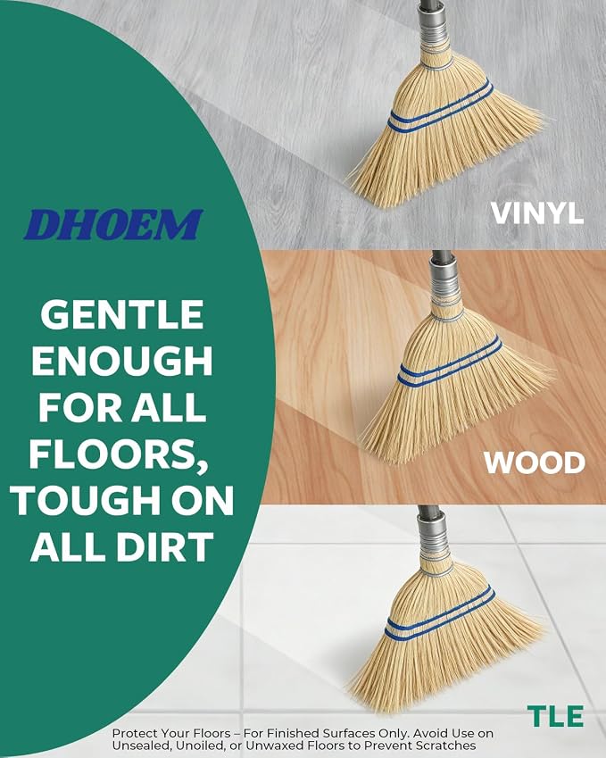 6Pack 12 Inch Handheld Broom Set, Heavy Duty Mini Corn Broom - Image 4