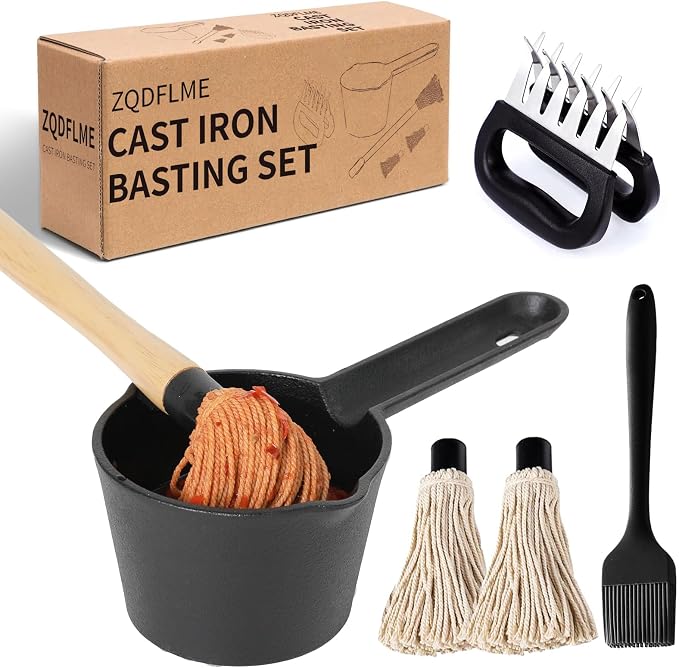 BBQ Mop Brush and Cast Iron Basting Pot by ZQDFLME
