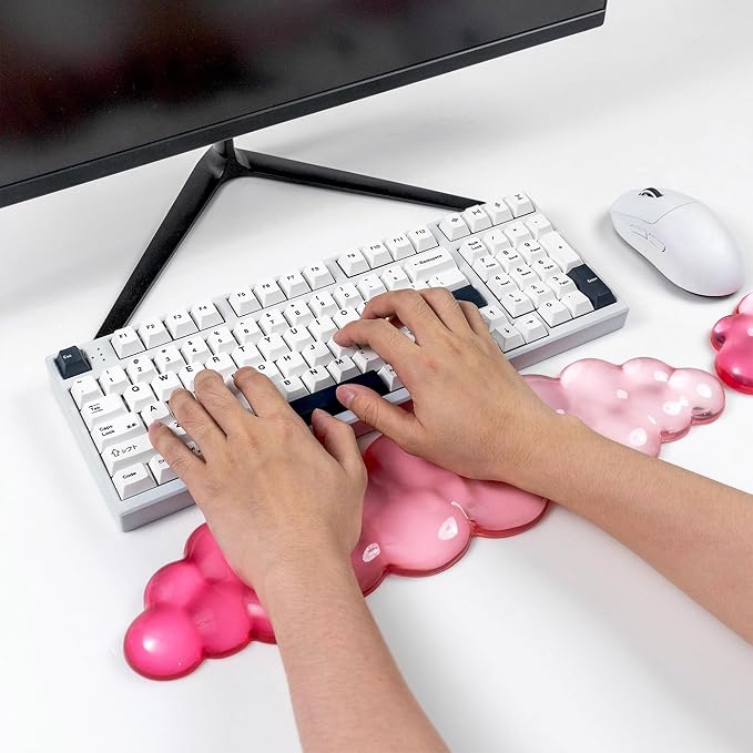 Ergonomic Cloud Silicone Gel Keyboard and Mouse Wrist Rest Set – Clear Wrist - Image 2