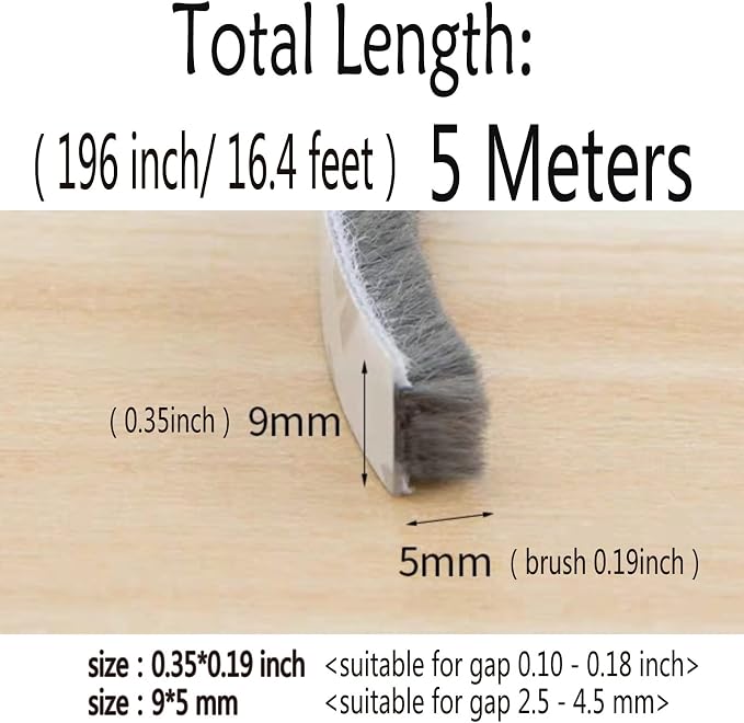 Weather Stripping Brush for Sliding Windows/Doors Frame Side, Pile Self - Image 2