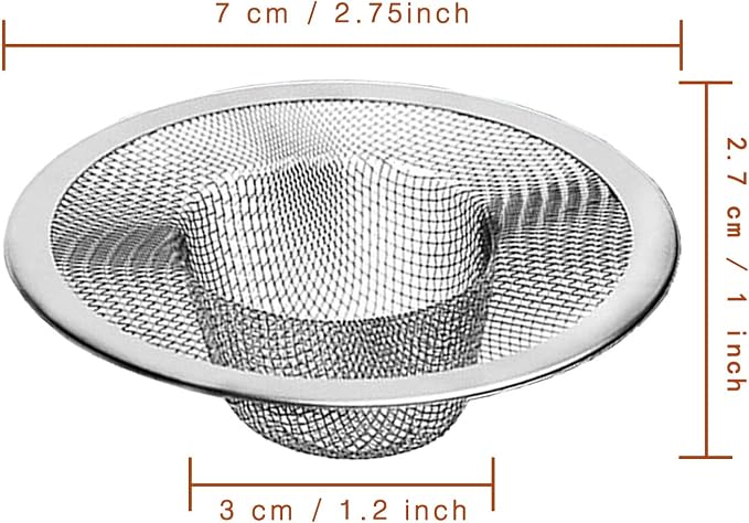 50pcs Heavy Duty Stainless Steel Slop Basket Filter Trap, 2.75" Top / 1" Mesh - Image 2