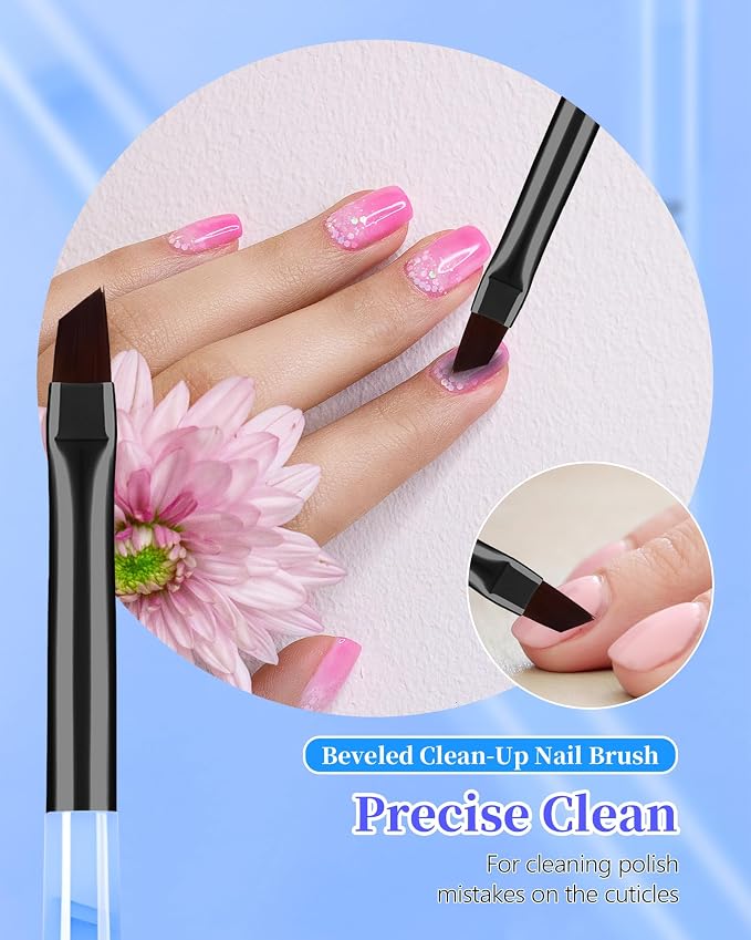 3PCS Nail Art Clean Up Brushes, Round/Angled/flat Acetone Resistant Gel Nail - Image 7