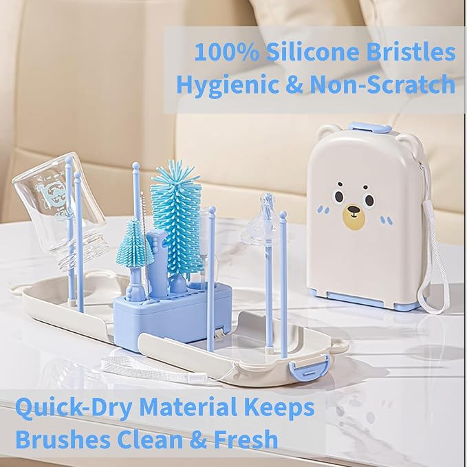 Travel Bottle Cleaner kit, 7in1 Baby Airplane Travel Essentials Silicone Travel - Image 2