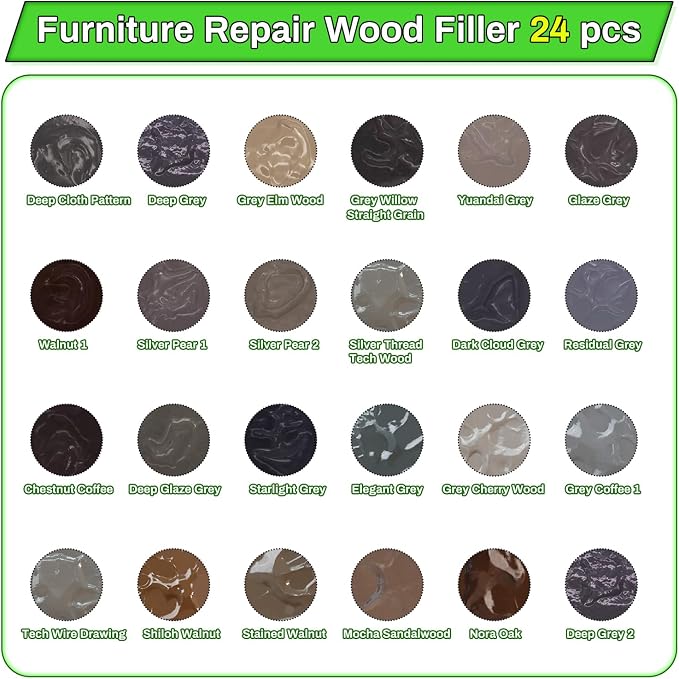 Wood Furniture Repair Kit, 24 Colors Wood Fillers, Scratch Repair Covers & - Image 3