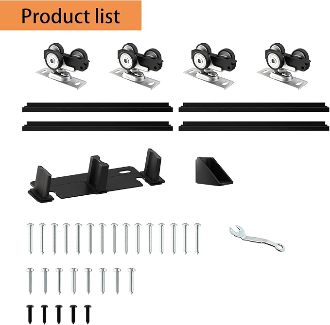 Heavy Duty Bypass Sliding Closet Door Track Hardware 96", 8 FT Aluminium Pocket - Image 5