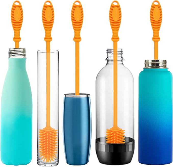 12.5" Silicone Bottle Brush & Straw Cleaner Brush Set | Water Bottle Cleaner - Image 3