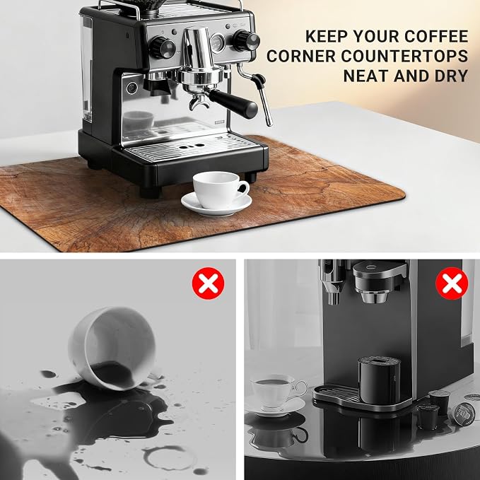 Coffee Machine Mat 20x12 Inch, Wood Grain Slices Design, Absorbent Hide Stain - Image 5