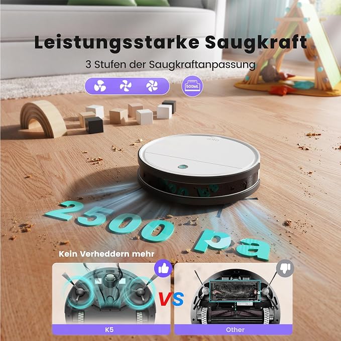 OKP Robot Vacuum Cleaner K5B, Super Thin, Powerful Suction, Cleaning Schedules - Image 3