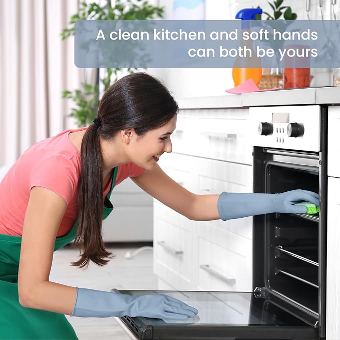 Rubber Cleaning Gloves for Dishwashing, 12 Pairs Reusable Kitchen Gloves for - Image 6