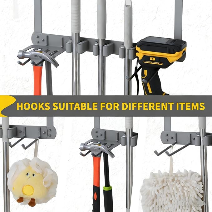 Broom Holder Door Mount, Door Mounted Broom and Mop Holder - Image 6