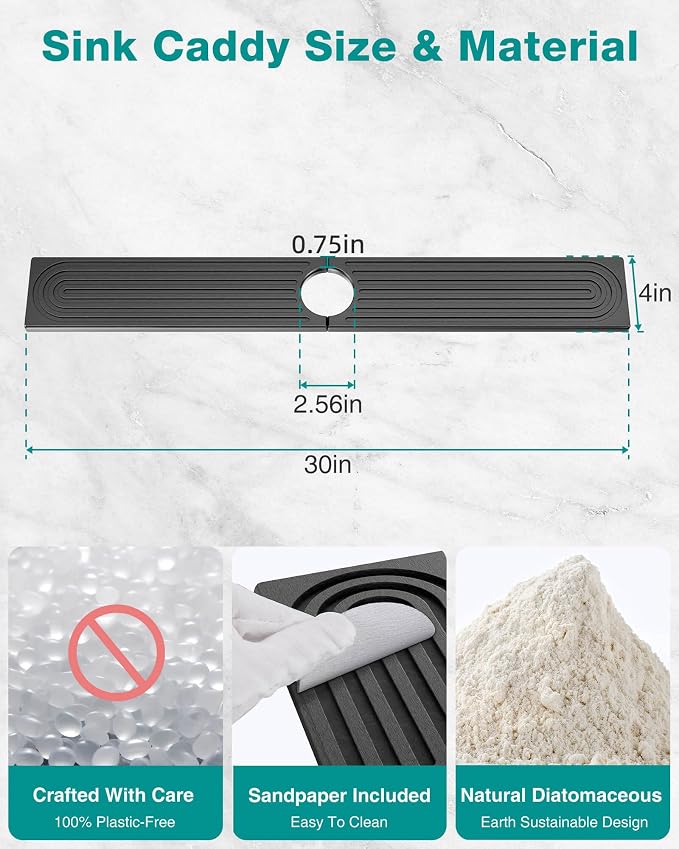 Stone Faucet Mat for Kitchen Sink, Diatomite Sink Protectors - Image 3