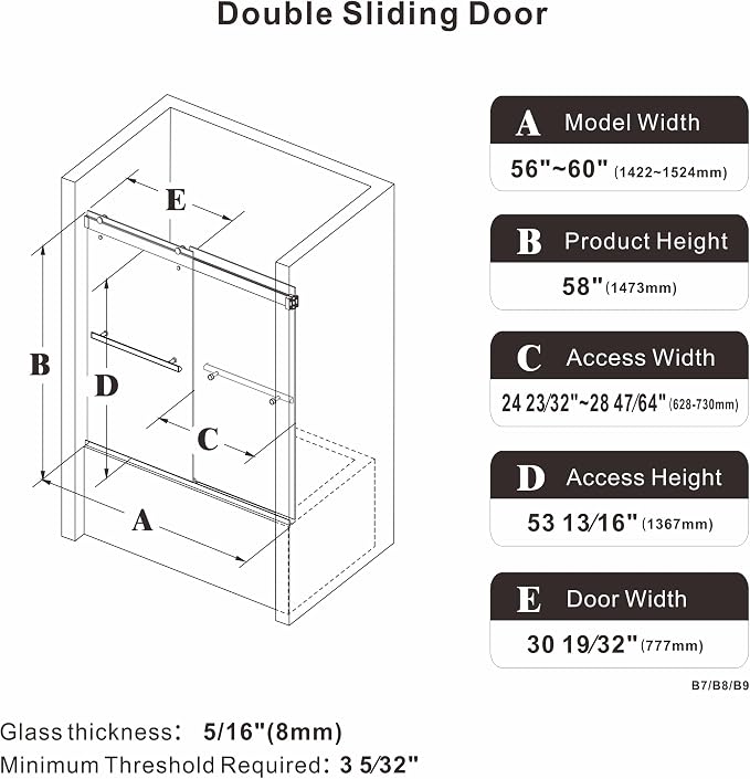 Bathtub Shower Door, 5/16" Certified Clear Tempered Glass, Brushed Gold - Image 3