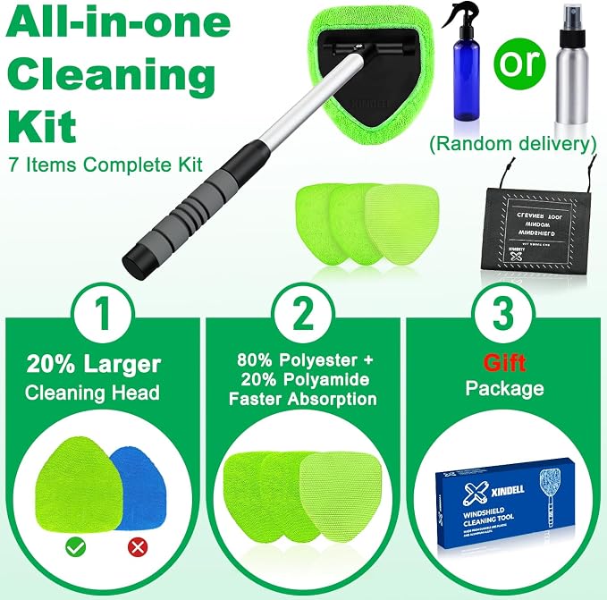 XINDELL Windshield Cleaner Tool – Car Interior Window Cleaning Kit - Image 2