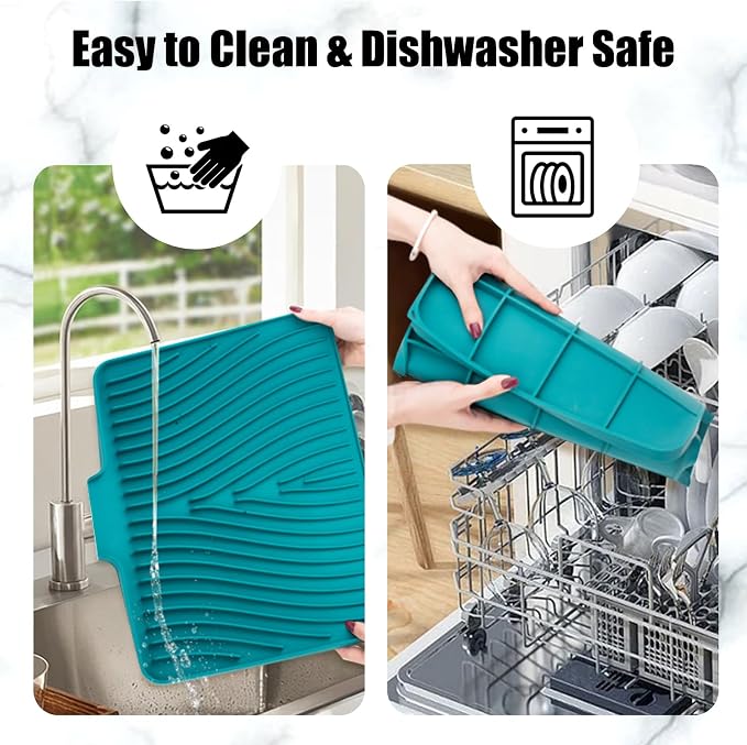 Silicone Dish Drying Mat for Kitchen Counter, Dish Drying Pad, Non-Slip Drain - Image 5