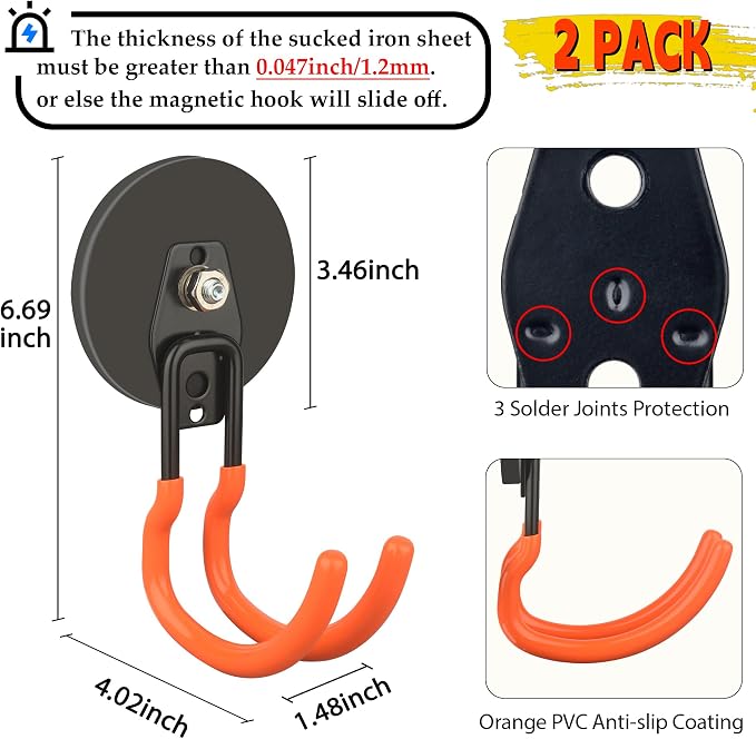 ULIBERMAGNET New Upgraded Ultra-Strong Magnetic Hooks, 2 Pack Heavy Duty - Image 2
