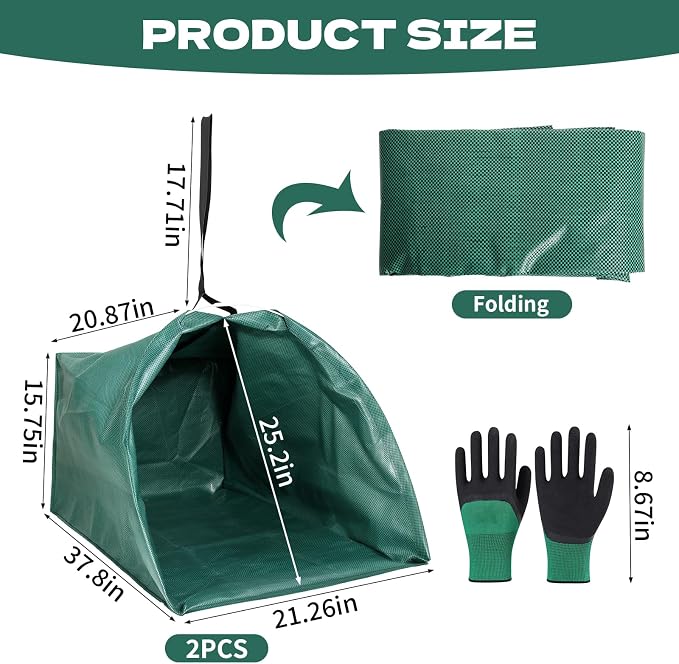 2-Pack Dustpan-Type Yard Waste Bags, 72-Gallon Reusable Lawn Bags - Image 2