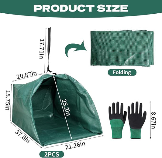 2-Pack Dustpan-Type Yard Waste Bags, 72-Gallon Reusable Lawn Bags - Image 2