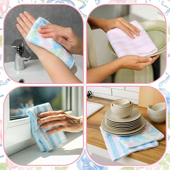 Reusable Cleaning Cloths Washable Cotton Kitchen Dish Towels - Image 4