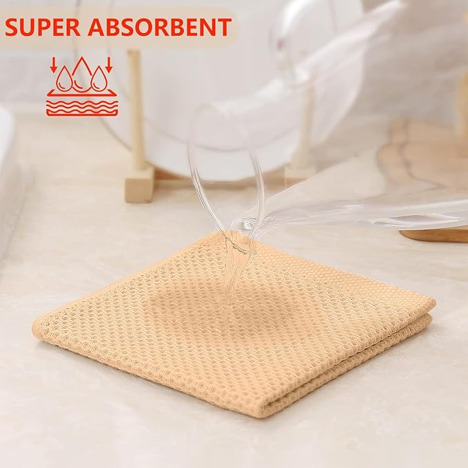 Kitinjoy 100% Cotton Kitchen Dish Cloths, 6 Pack Waffle Weave Ultra Soft - Image 6