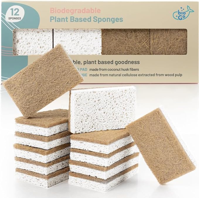 bioGo White 12 Pack Biodegradable Kitchen Sponge by ThebioGoNation