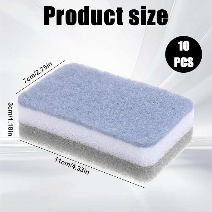 10pcs Dishwashing Sponge Kitchen Dish Sponge Scouring Pad Non-Scratch - Image 2