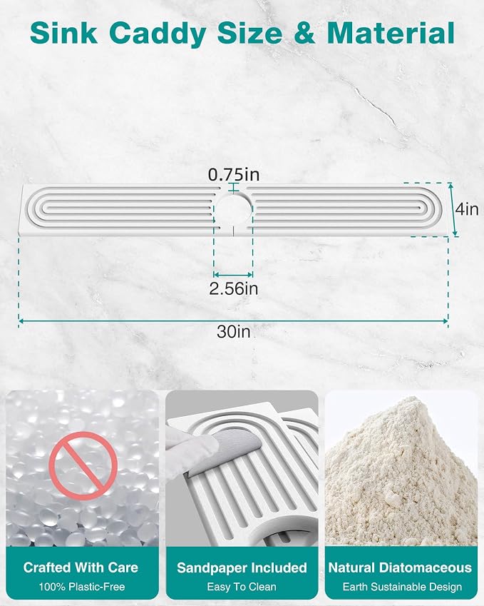 Stone Faucet Mat for Kitchen Sink, Diatomite Sink Protectors - Image 3