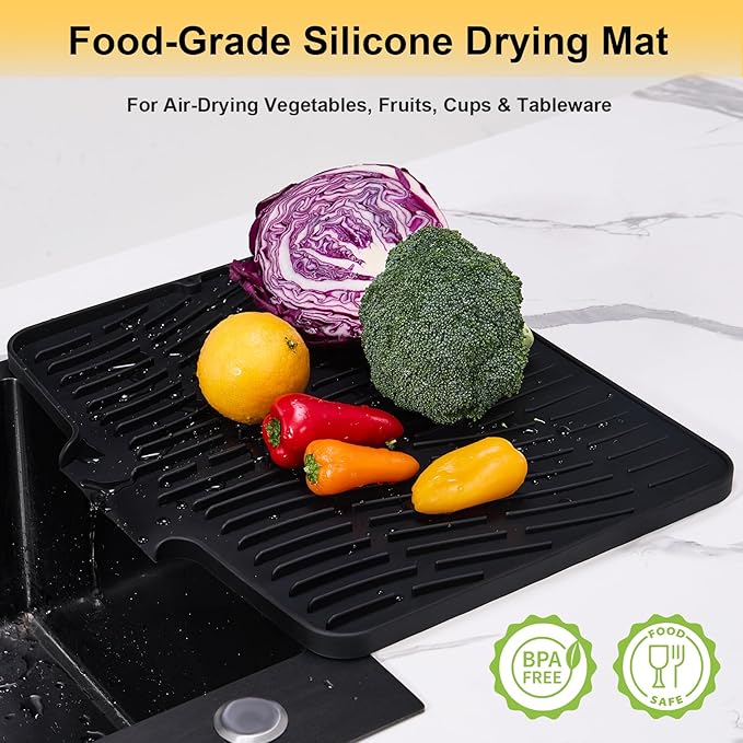 Silicone Dish Drying Mat for Kitchen Counter, Non-Slip Dish Drying Pad - Image 4