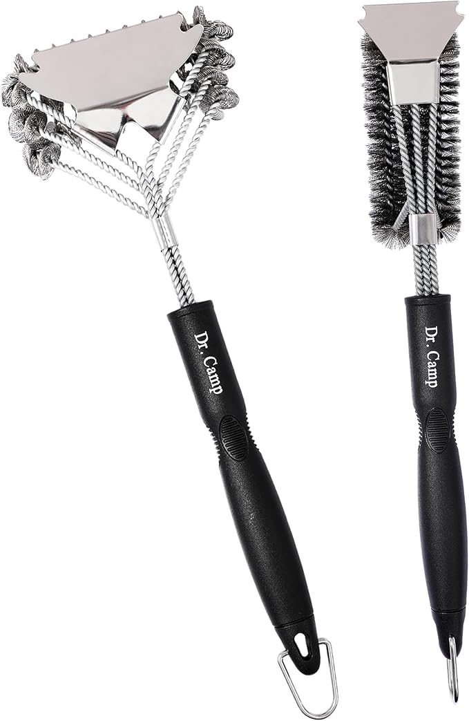 2 PCS Stainless Steel BBQ Grill Brush, BBQ Brush, Grill Scraper, Grill Brush by DrCamp