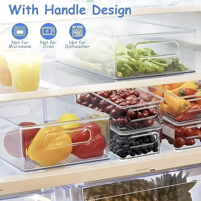 12 Pack Refrigerator Organizer Bins, 3 Sizes Stackable Clear Pantry Storage - Image 4