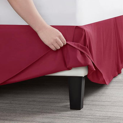 Nestl Red Heaven Twin Bed Skirt - Twin Size Bed Skirt 14 Inch Drop - Brushed Microfiber Bed Skirts - Hotel Quality Pleated Bed Skirt - Shrinkage & Fade Resistant