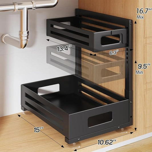 2 Pack Under Sink Organizer, Pull Out Cabinet Organizer - Image 2