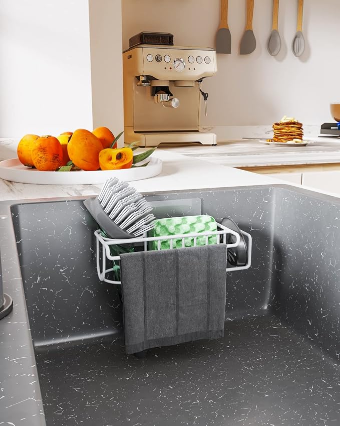 HapiRm Sponge Holder for Kitchen Sink, No Drill Kitchen Sink Caddy Organizer - Image 7