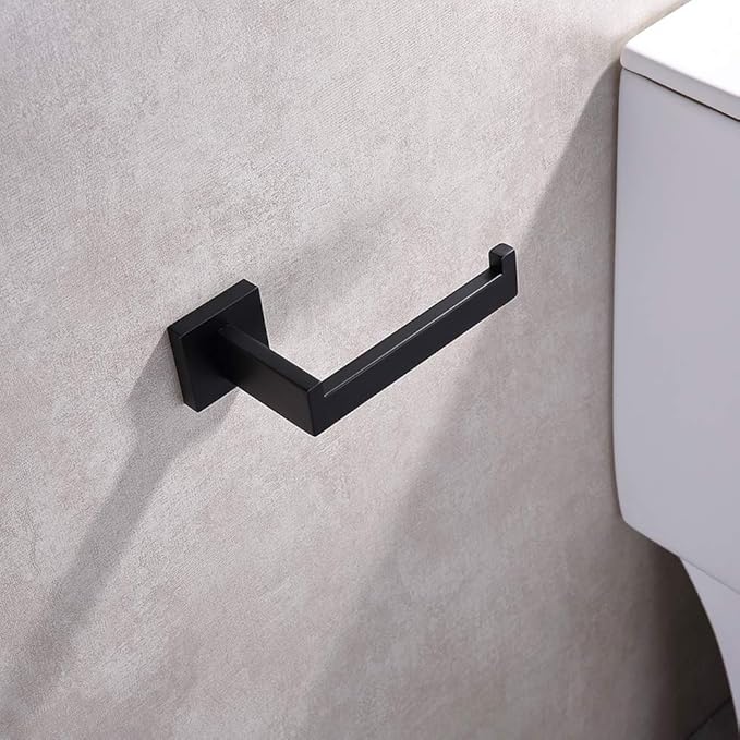 TASTOS Toilet Paper Holder Matte Black, Toilet Tissue Roll Holders Dispenser - Image 6