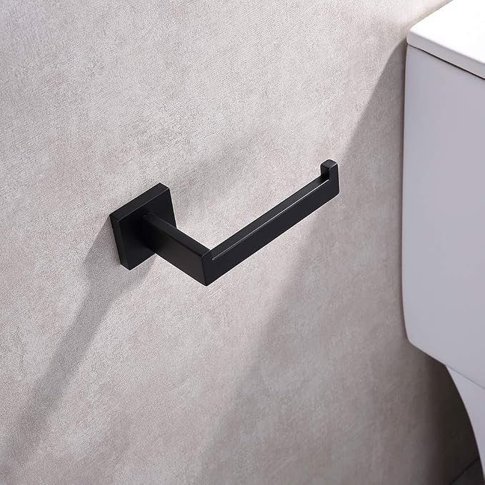 TASTOS Toilet Paper Holder Matte Black, Toilet Tissue Roll Holders Dispenser - Image 6