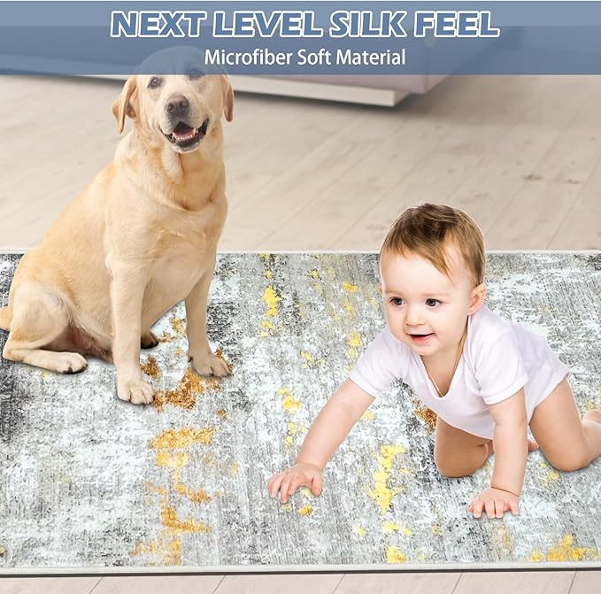 Runner Rug Washable 2x20 FT, Non Slip Rubber Backing Abstract Carpet, Soft Area Rugs for Bedroom Kitchen Hallway Entryway Bathroom, Customized